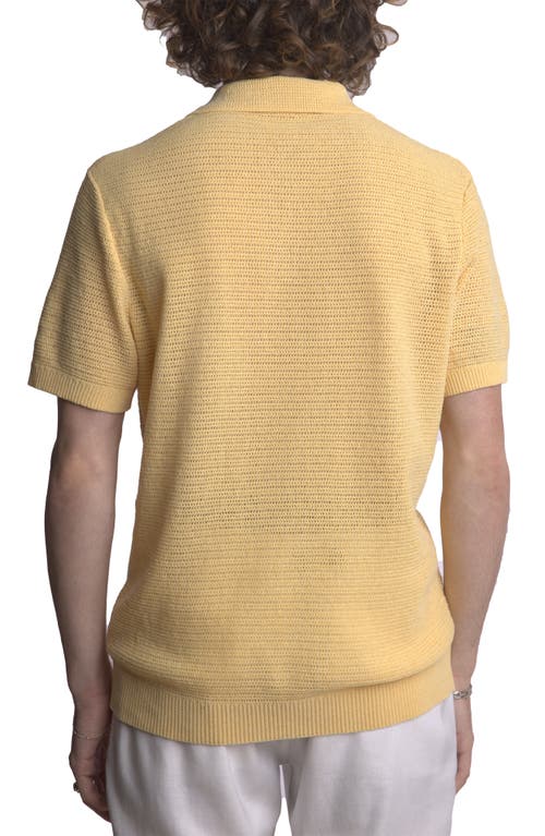 Paisley & Gray Open Knit Johnny Collar Polo In Yellow
