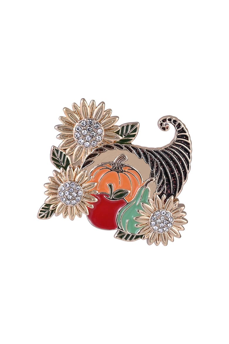 Enamel and Stone Cornucopia Pin, Alternate, color, Orange
