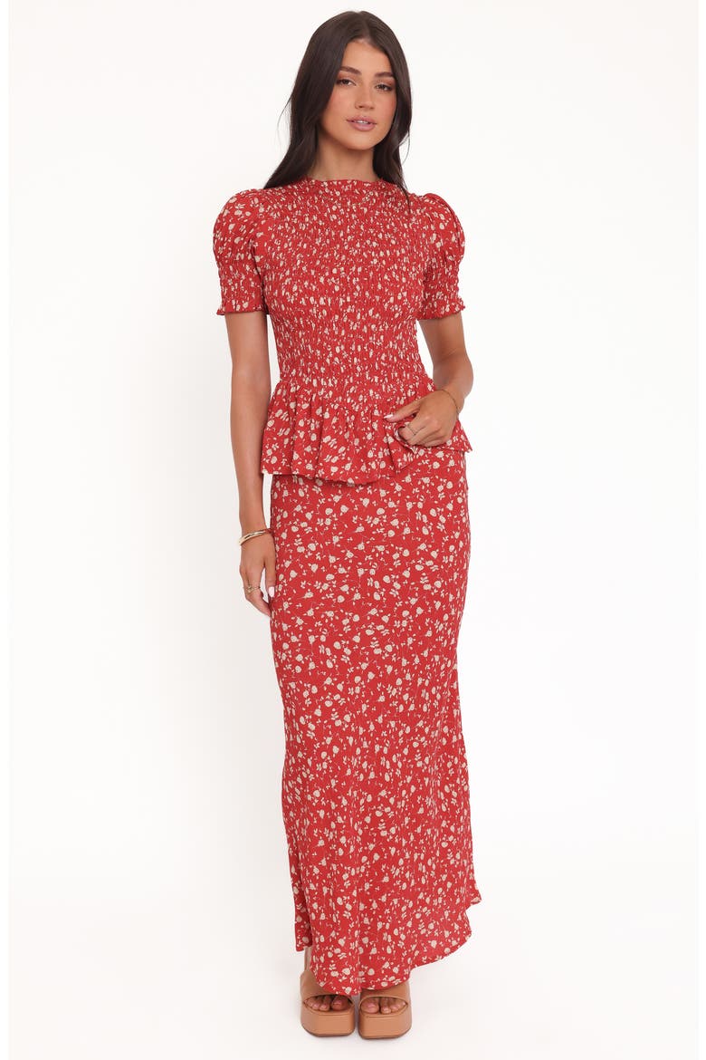 Zoella Floral Print Maxi Skirt, Alternate, color, RED FLORAL