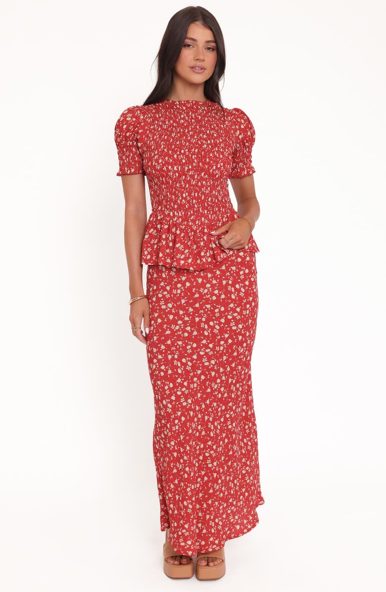 Petal & Pup Zoella Floral Print Maxi Skirt, Alternate, color, Red Floral