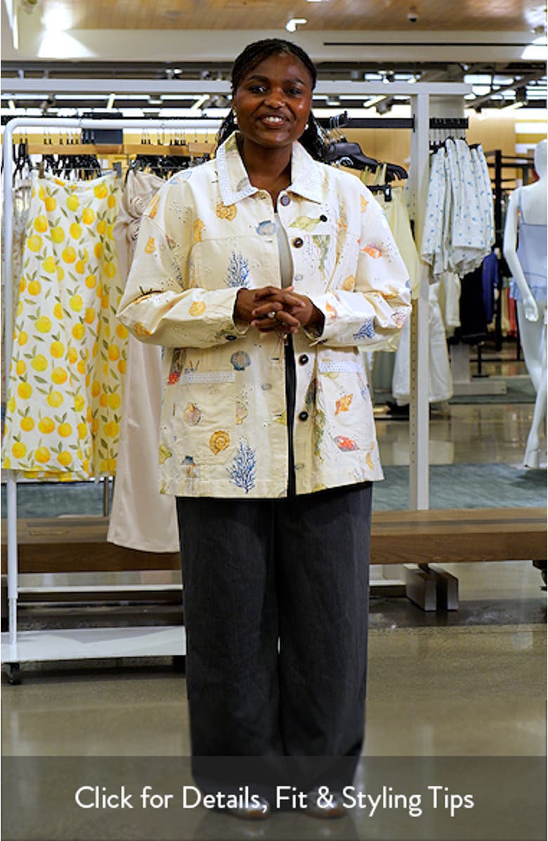 Hayes Sea Life Print Cotton Eyelet Jacket, sales video thumbnail