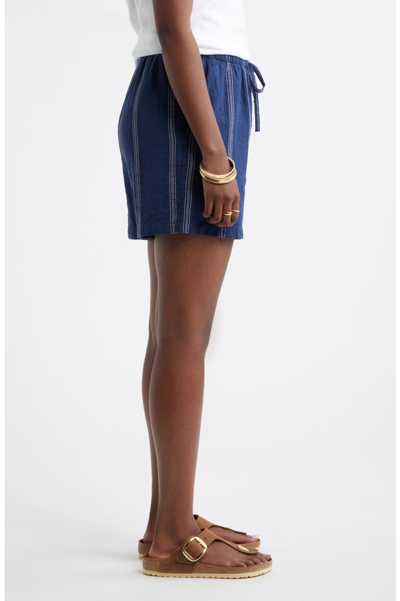 Cotton Blend Dobby Pull-On Shorts, Alternate, color, NAVY- IVORY STRIPE