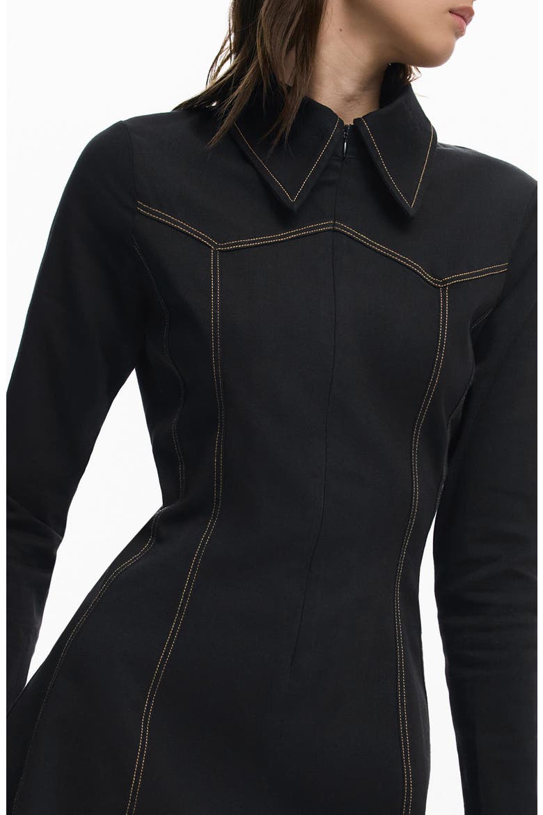 Long Sleeve Fit & Flare Minidress, Alternate, color, BLACK