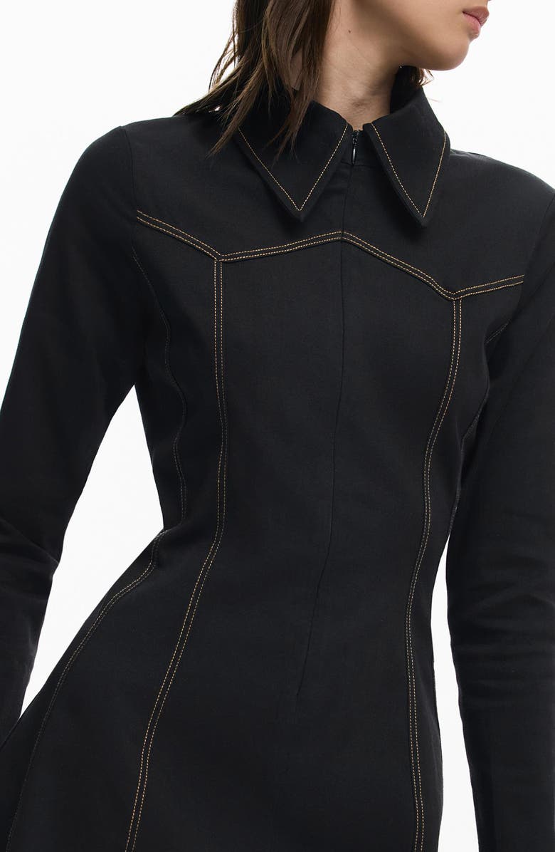 Desigual Long Sleeve Fit & Flare Minidress, Alternate, color, Black