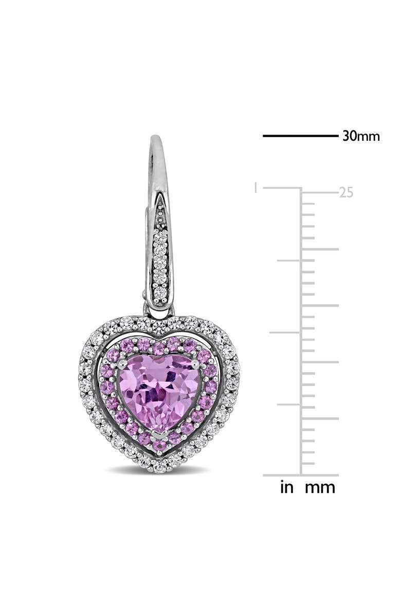 Pink & White Sapphire Heart Earrings 10K, Alternate, color, Pink Sapphire