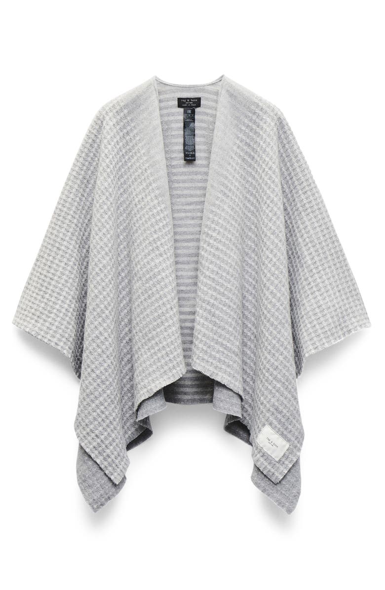rag & bone Joni Recycled Wool Blend Waffle Poncho, Main, color, Grey