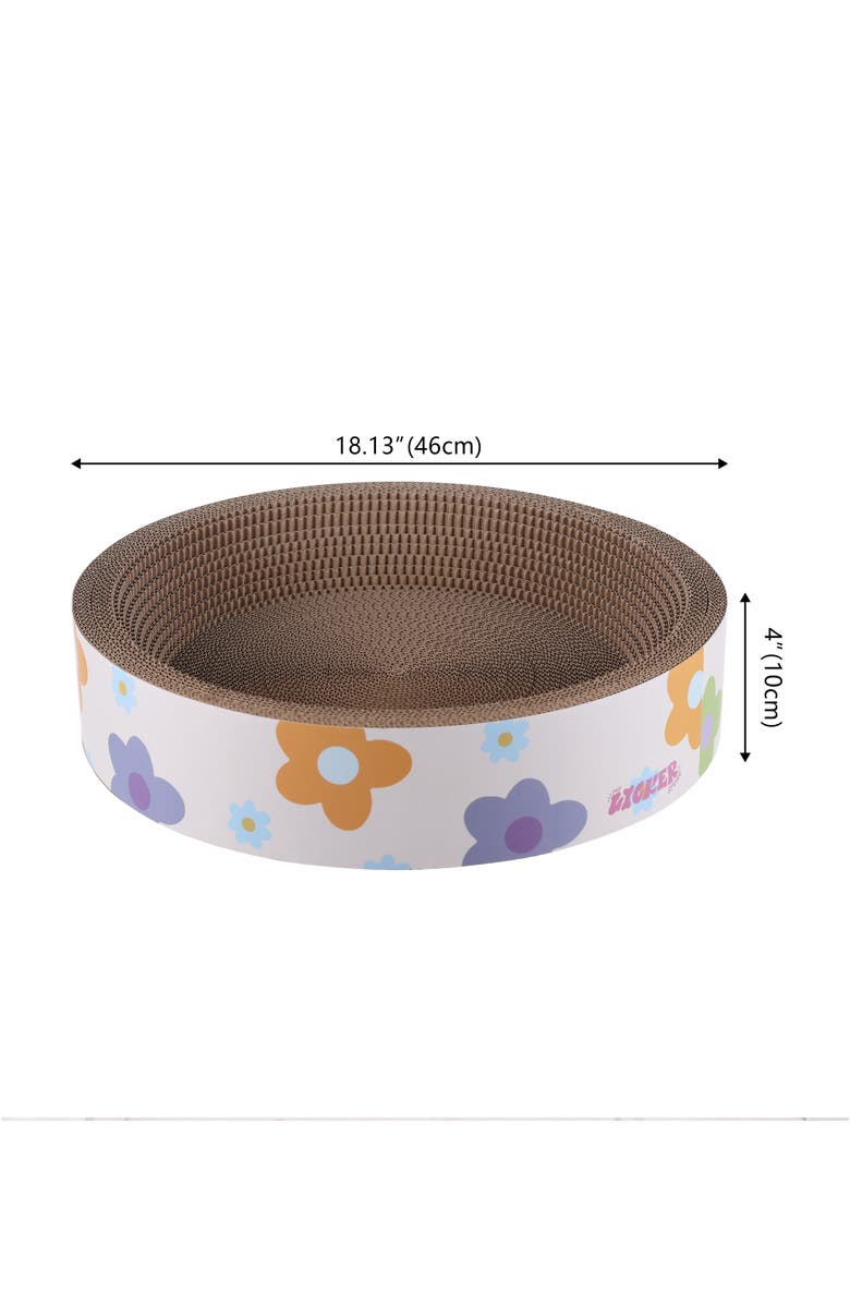 The Licker Store Daisy 18.13" Modern Cardboard Bowl Cat Scratcher with Catnip, Alternate, color, White/Multi