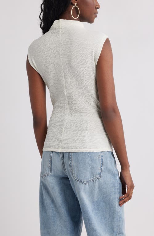 Treasure & Bond Crinkle Mock Neck Top In White