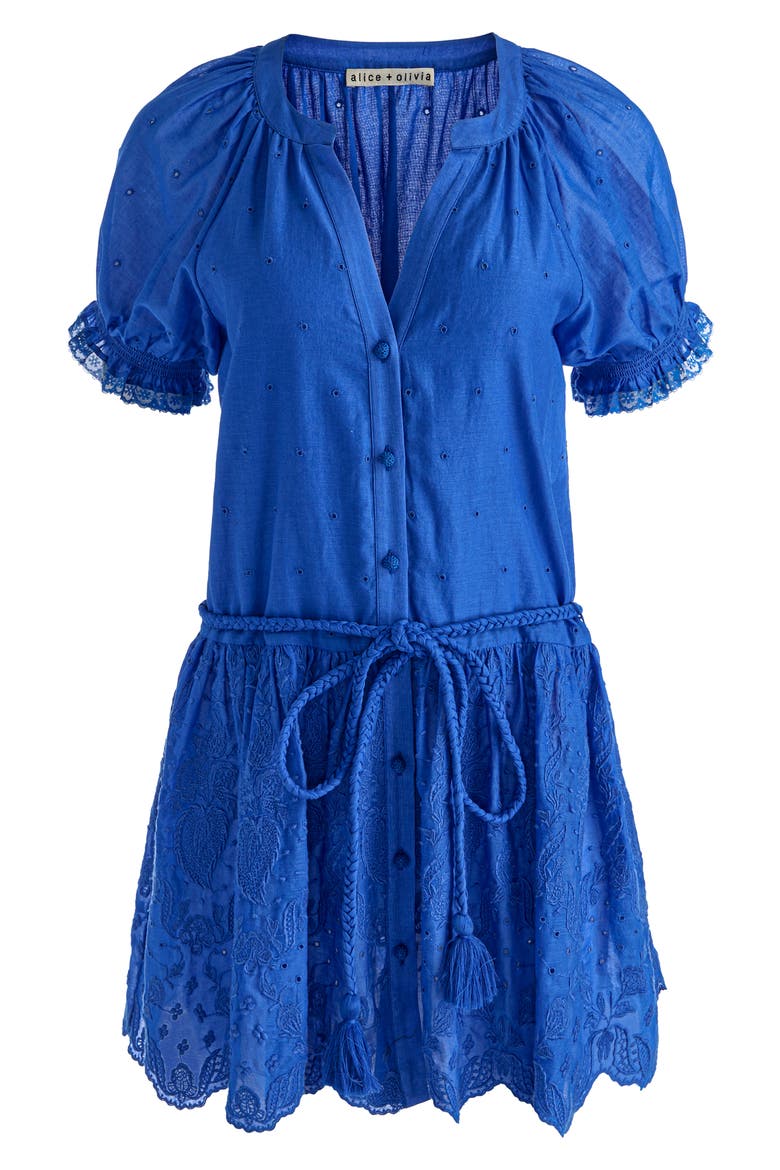 Thalia Cotton Puff Sleeve Minidress, Alternate, color, BLUE IRIS