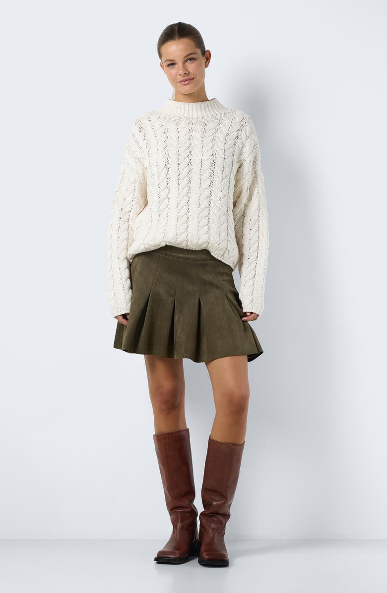 Noisy may Ekko Kenja Pleated Faux Suede Miniskirt, Alternate, color,