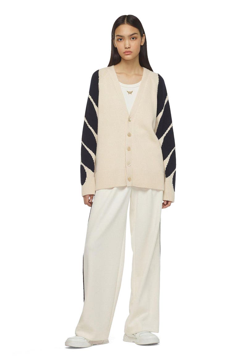 Intarsia Laurel Cardigan, Main, color, white