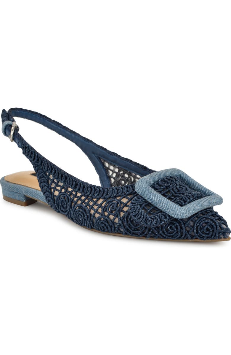 Nine West Jasser Pointed Toe Slingback Flat, Main, color, Light Blue