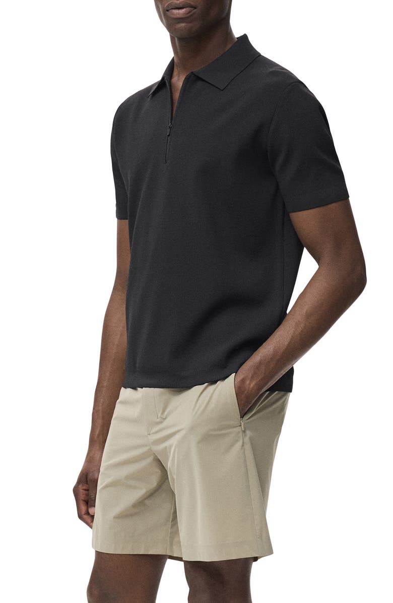 MANGO CoolMax<sup>®</sup> Fine Knit Quarter Zip Polo, Alternate, color, Black