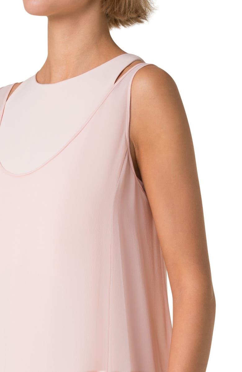 Akris Sleeveless Silk Crepe Gown with Silk Georgette Overlay, Alternate, color, Peach