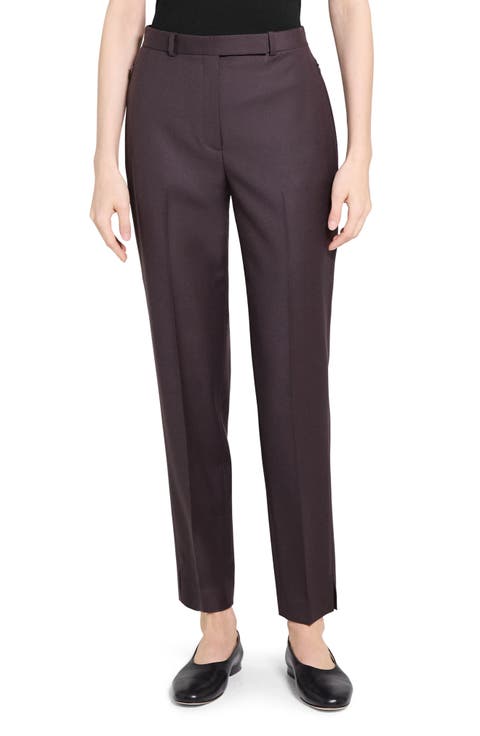 Sleek Flannel High Waist Taper Pants