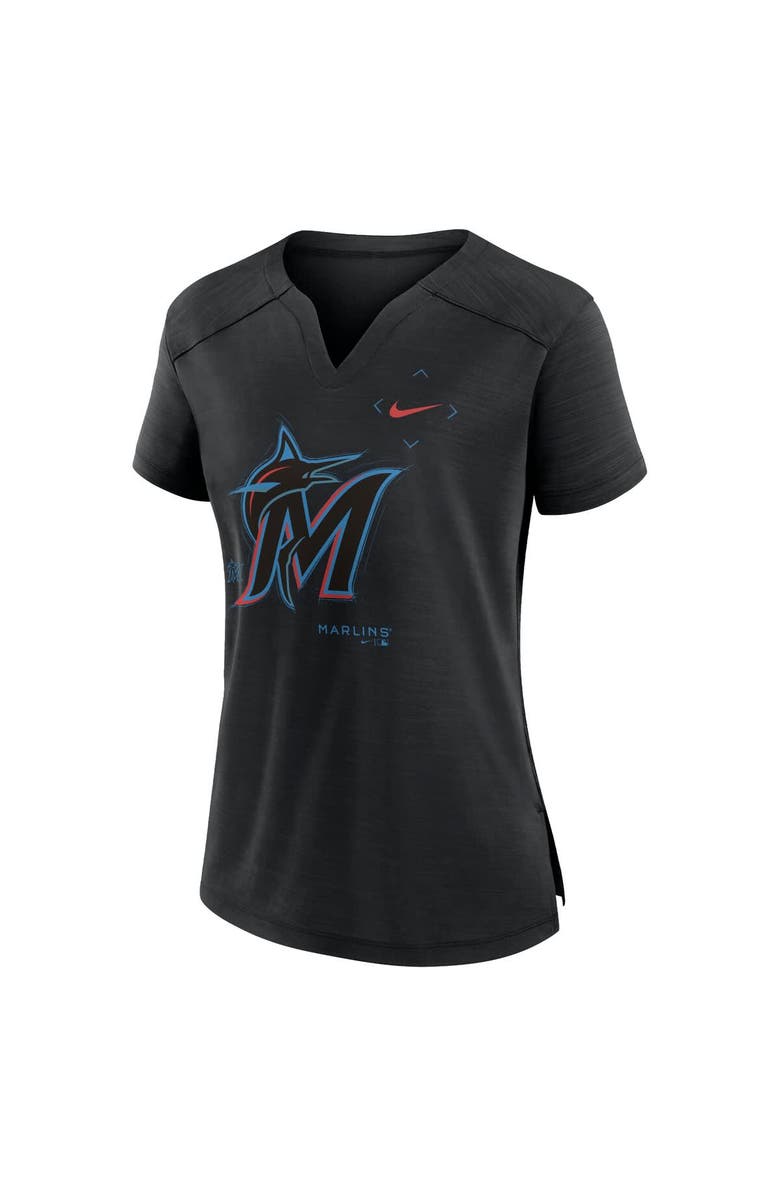 Nike Women's Nike Black Miami Marlins Pure Pride Boxy Performance Notch Neck T-Shirt, Alternate, color, 