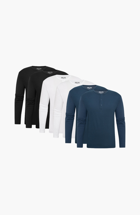 Long Sleeve Henley (6 Pack)