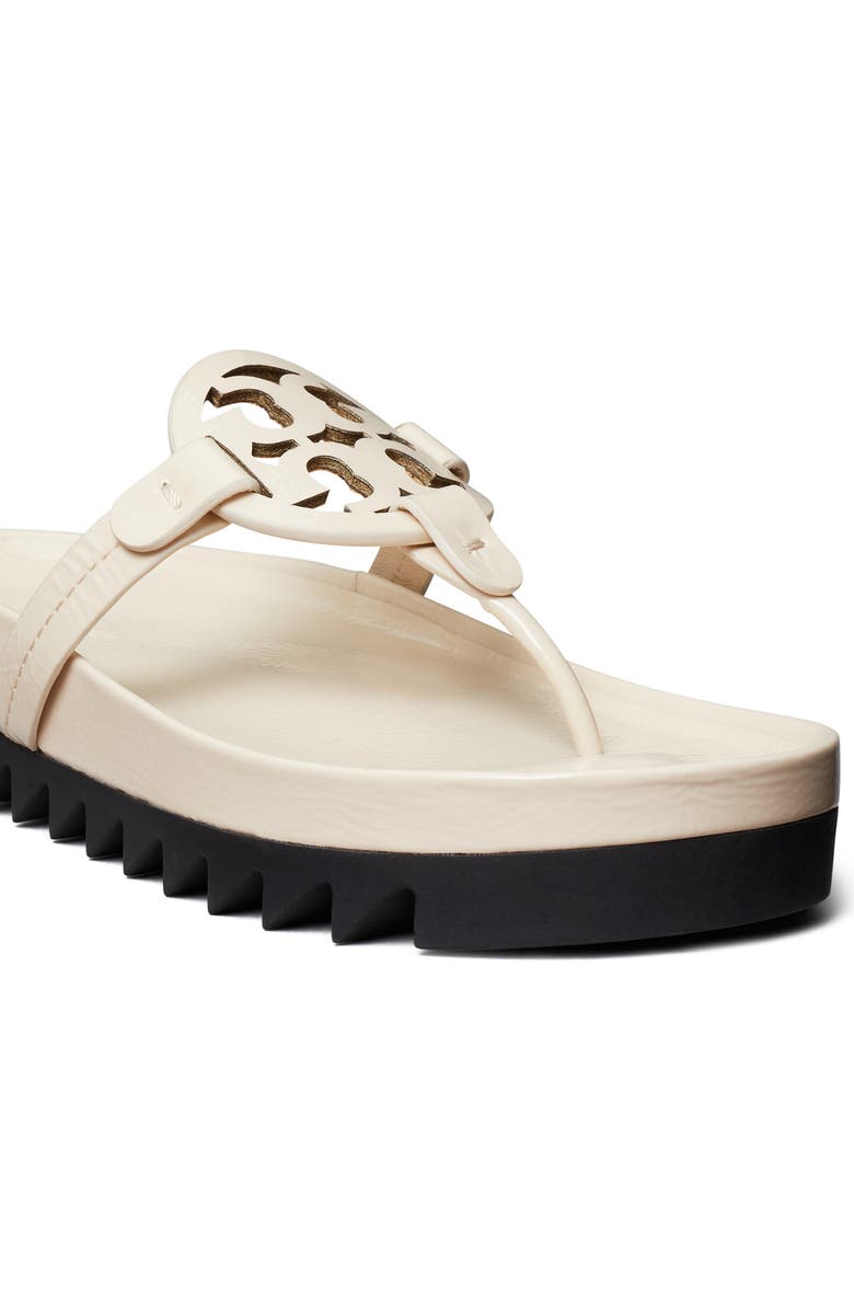 Tory Burch Miller Cloud Lug Sandal, Alternate, color, New Cream / Perfect Black