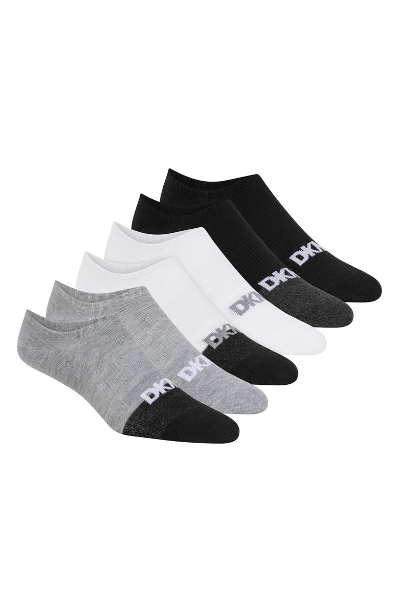 DKNY 6-Pack Liner Socks, Main, color, Grey/ Black