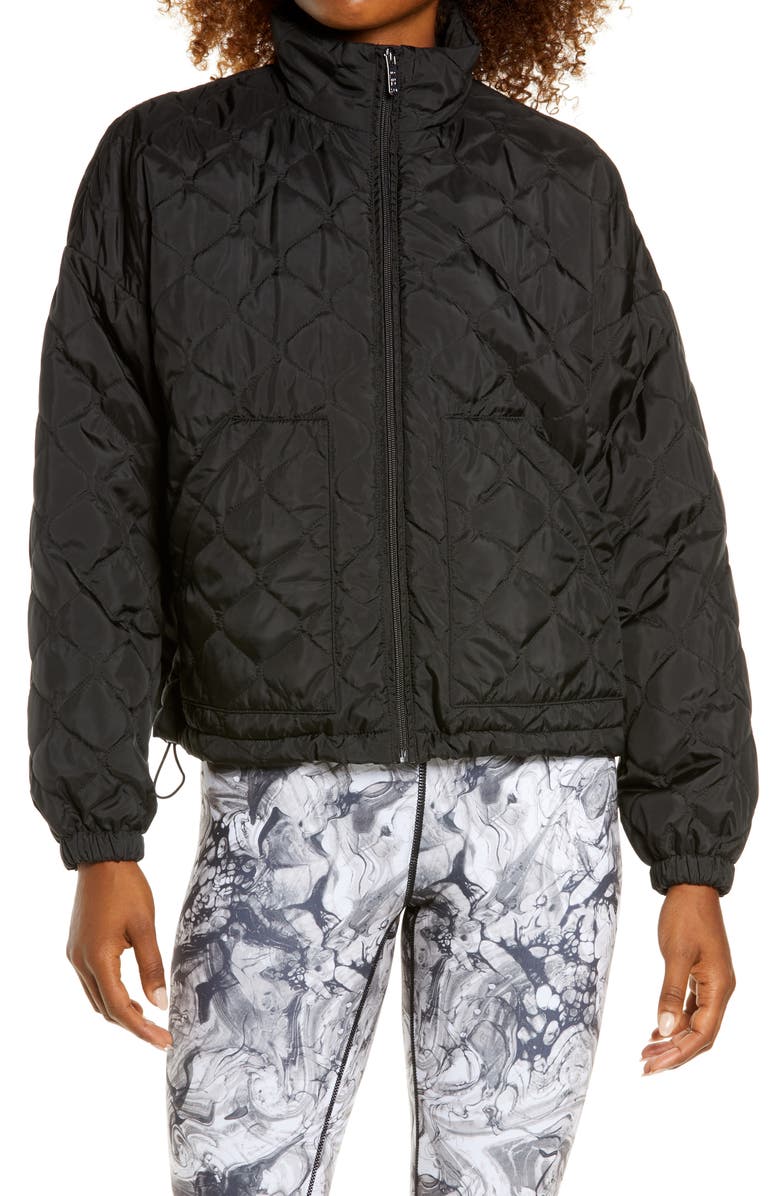 Zella Quilted Bomber Jacket, Alternate, color, 