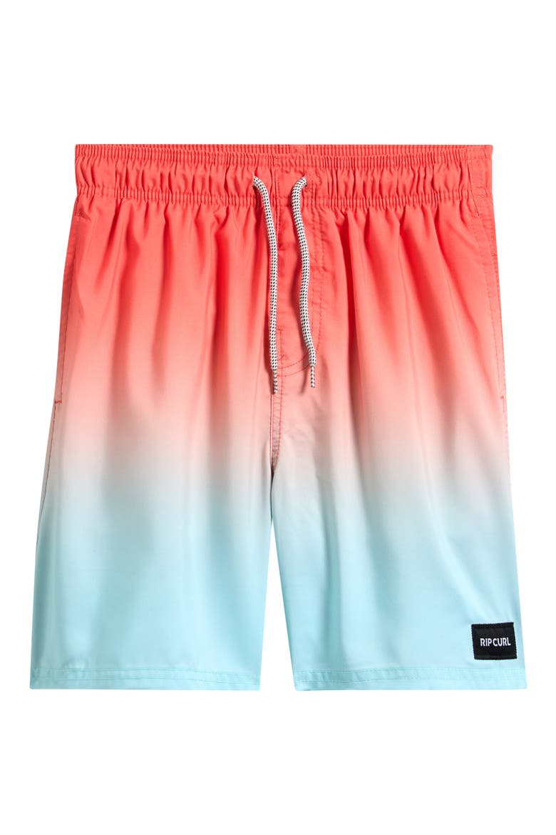 Kids' Offset Volley Swim Trunks, Main, color, RED