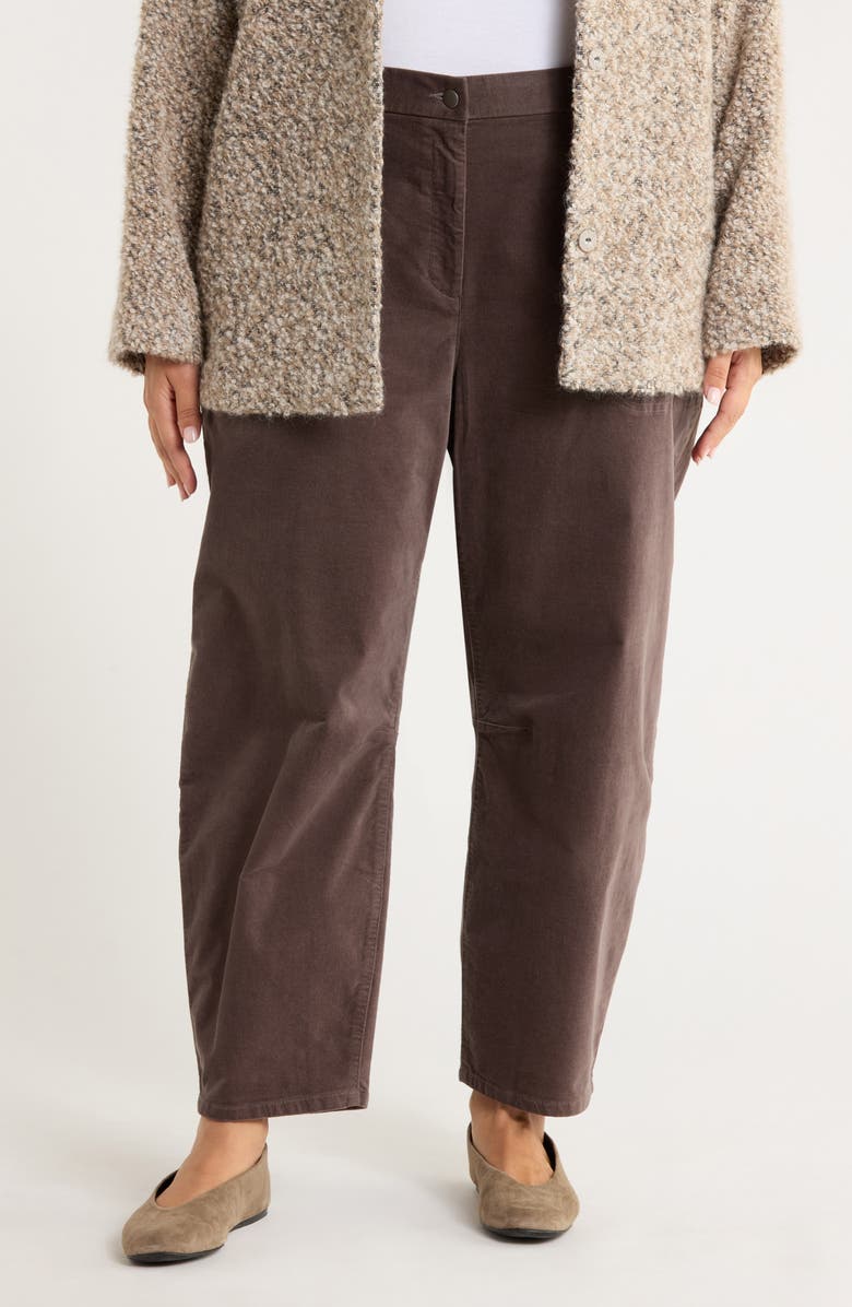Eileen Fisher Stretch Organic Cotton Ankle Barrel Leg Pants, Main, color, Rye
