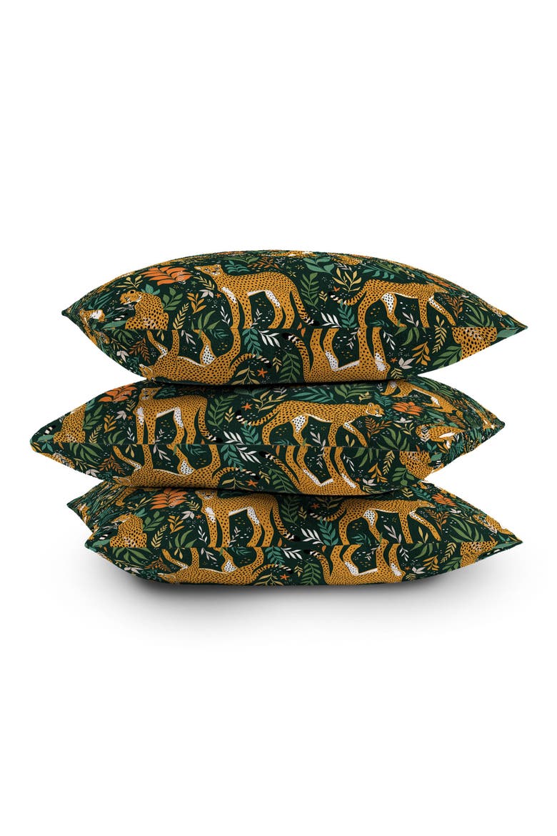 Cheetah Print Throw Pillow, Alternate, color, GREEN