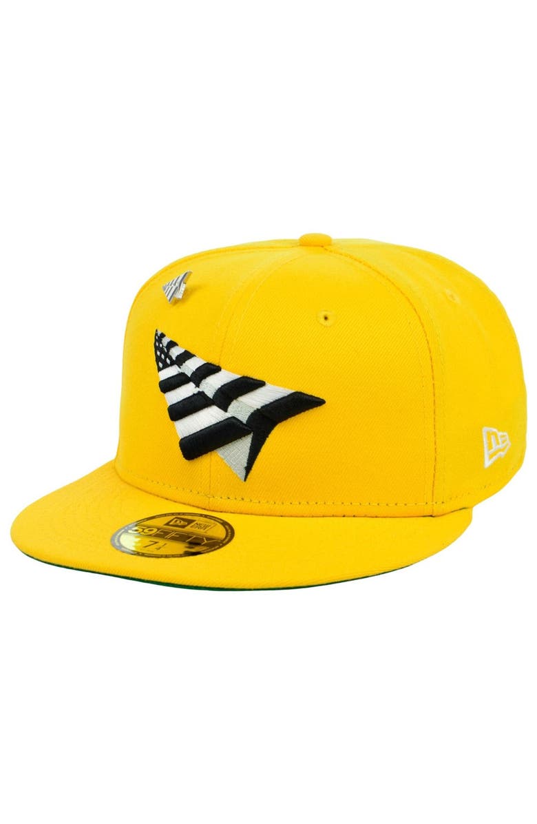 New Era x Paper Planes Men's New Era Yellow Paper Planes 59FIFTY Logo Fitted Hat, Alternate, color, 