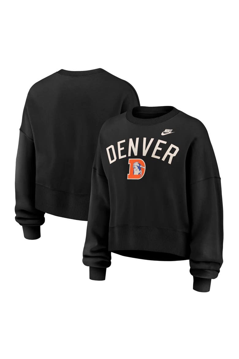 Women's Nike Black Denver Broncos Oversized High Hip Legacy Arch Phoenix Fleece Sweatshirt, Main, color, Black