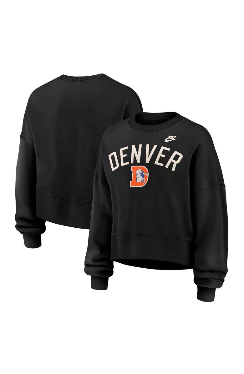 Nike Women's Nike Black Denver Broncos Oversized High Hip Legacy Arch Phoenix Fleece Sweatshirt, Main, color, Black