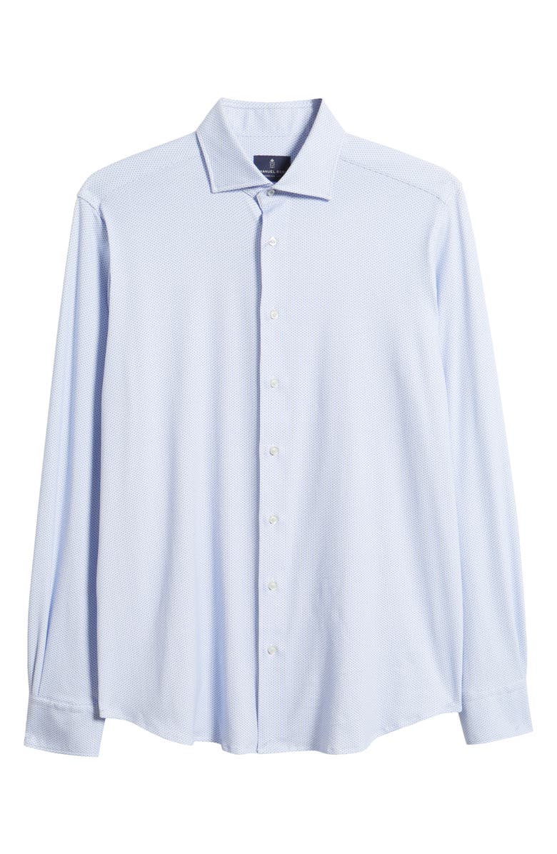 Emanuel Berg 4Flex Stretch Modern Fit Microprint Knit Dress Shirt, Alternate, color, Light Pastel Blue