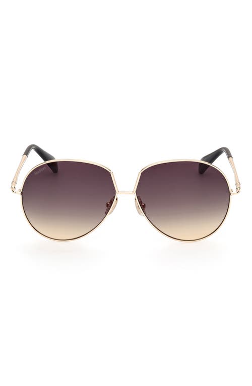 Max Mara 60mm Pilot Sunglasses In Gold/smoke To Camel Lenses