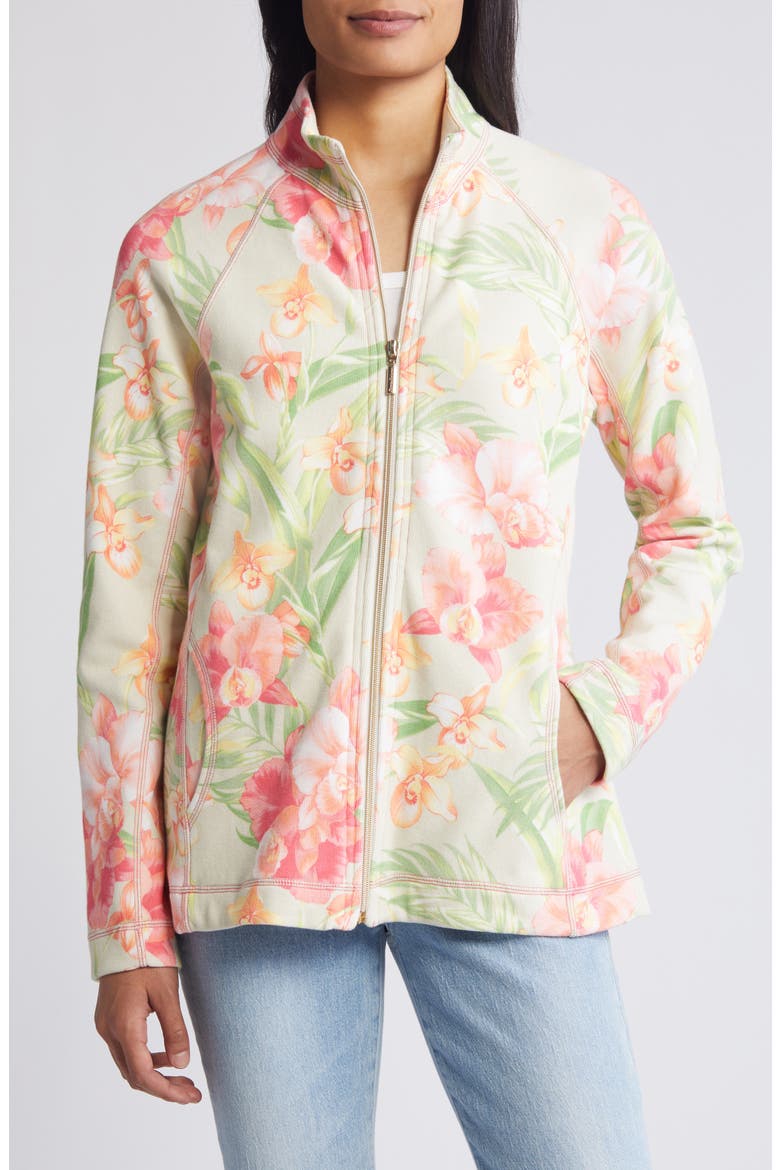 Aruba Fleur De Lei Front Zip Jacket, Alternate, color, CAMEO