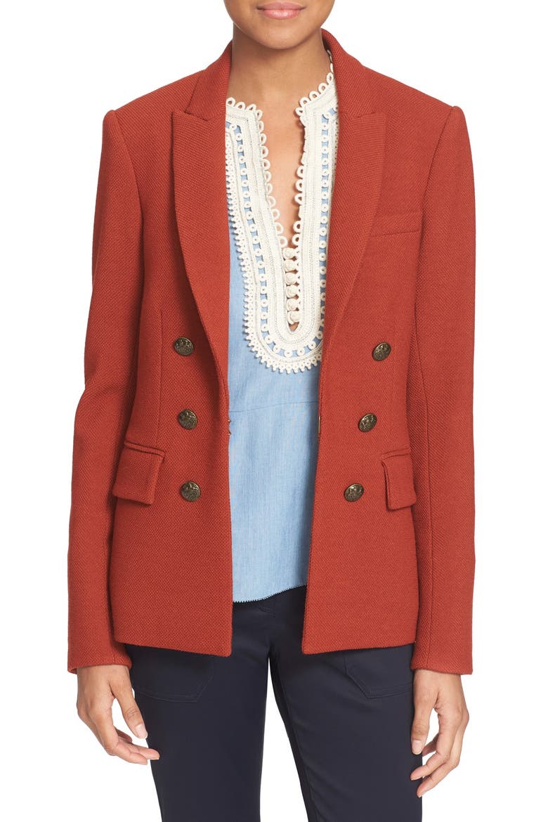 'Peninsula' Faux Double Breasted Blazer, Main, color, BRICK
