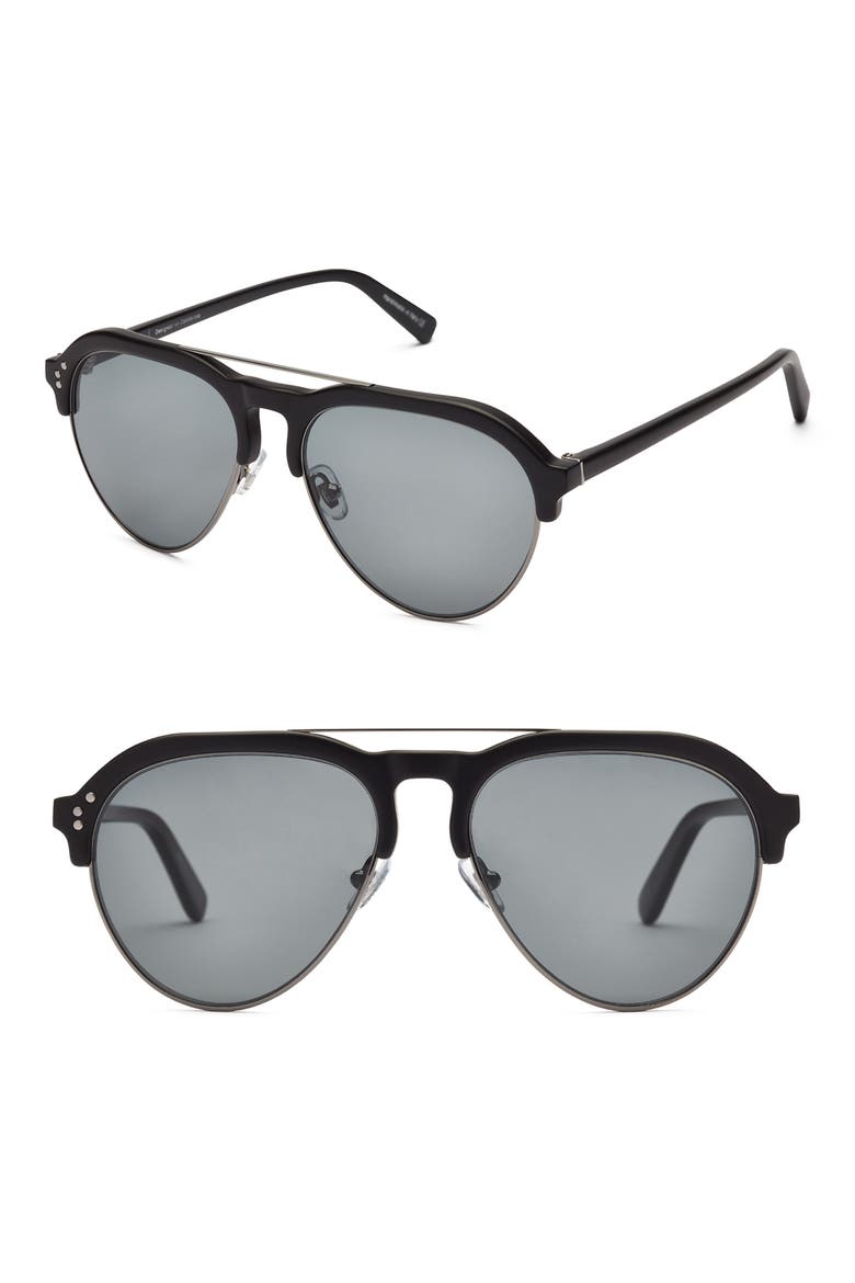 Orrin 56mm Polarized Aviator Sunglasses, Main, color, MATTE BLACK / SMOKE