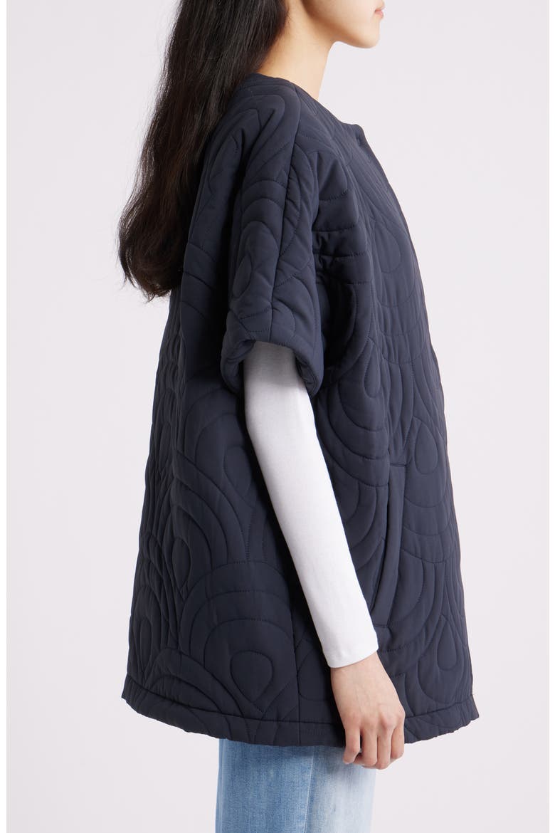 Blossom Short Sleeve Quilted Cape, Alternate, color, DARK INDIGO