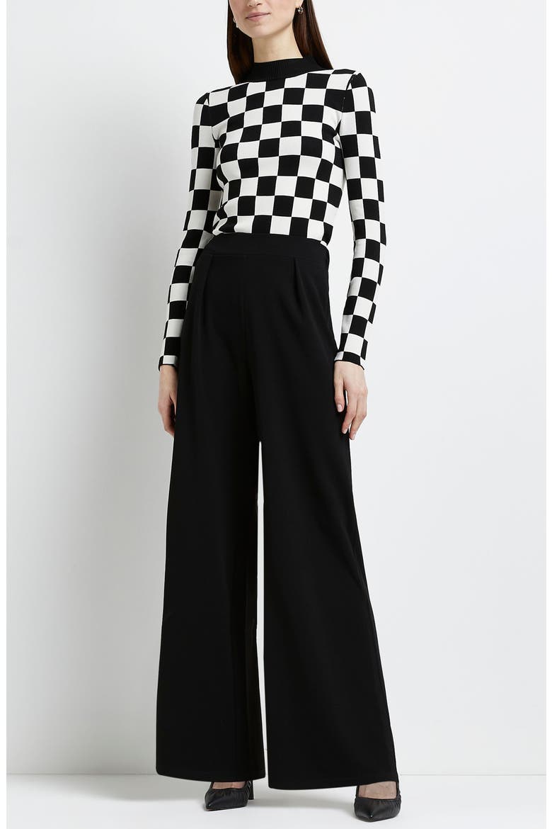 Scuba Crepe Wide Leg Pants, Alternate, color, BLACK