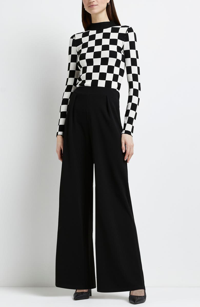 River Island Scuba Crepe Wide Leg Pants, Alternate, color,