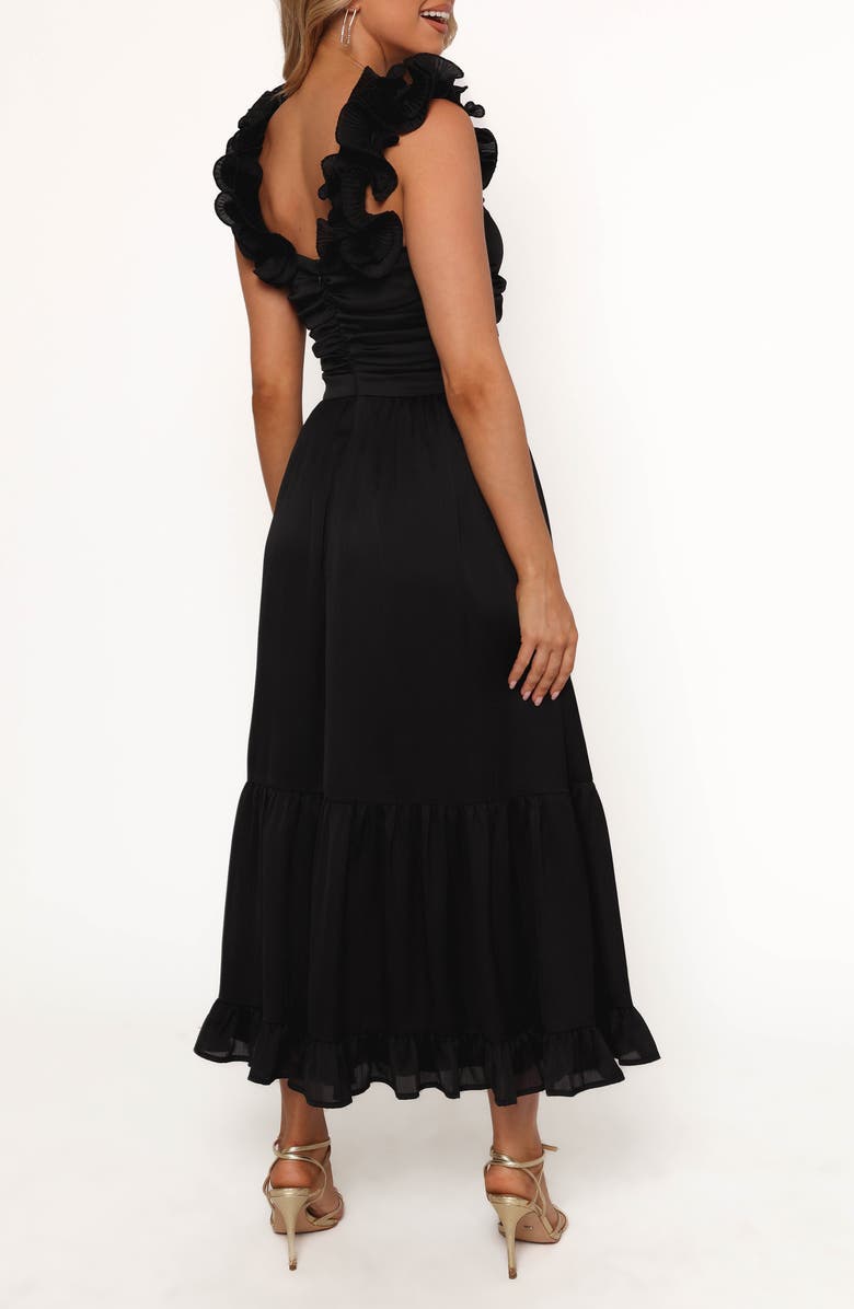 Petal & Pup Inca Ruffle Strap Midi Dress, Alternate, color, Black