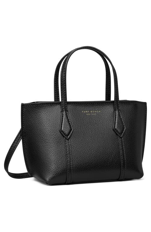 Tory Burch Black Leather Perry Mini Tote In Black