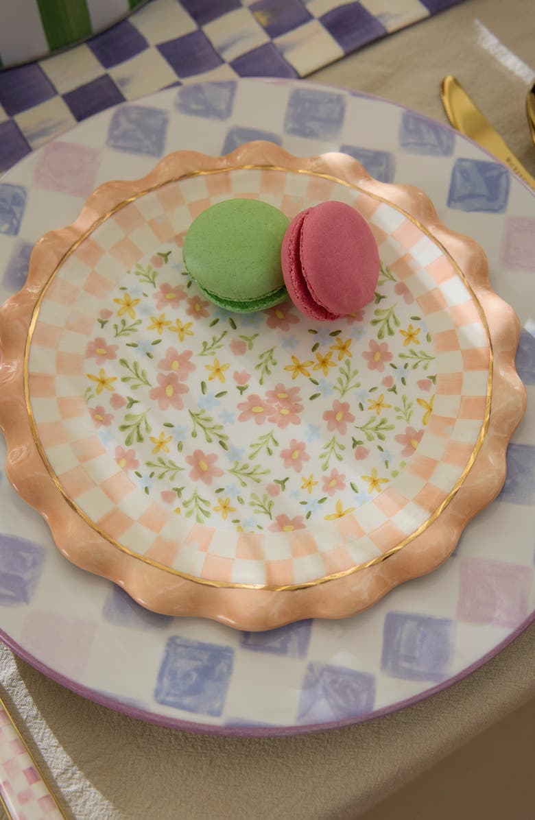 MACKENZIE CHILDS Posie Patch Set of 4 Ceramic Dessert Plates, Alternate, color, Multi