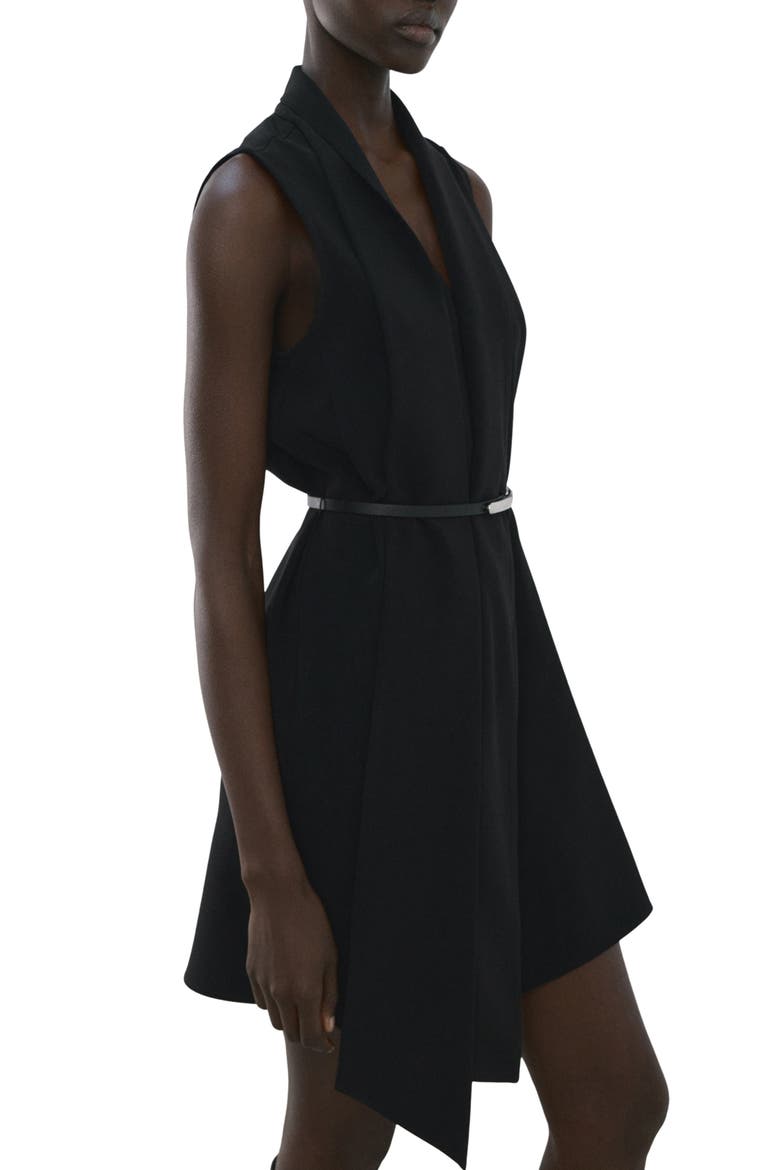 Scarf Neck Belted Minidress, Main, color, BLACK