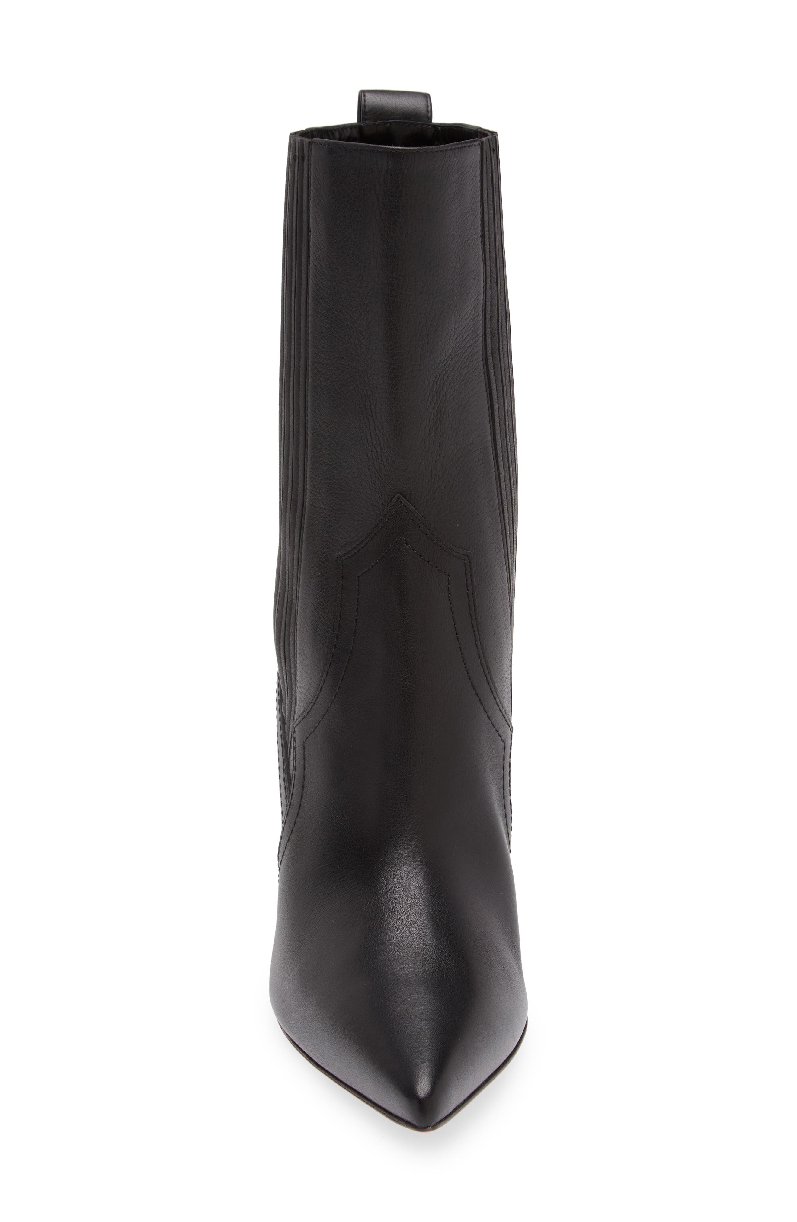 Santiag Pointed Toe Bootie, Alternate, color, BLACK