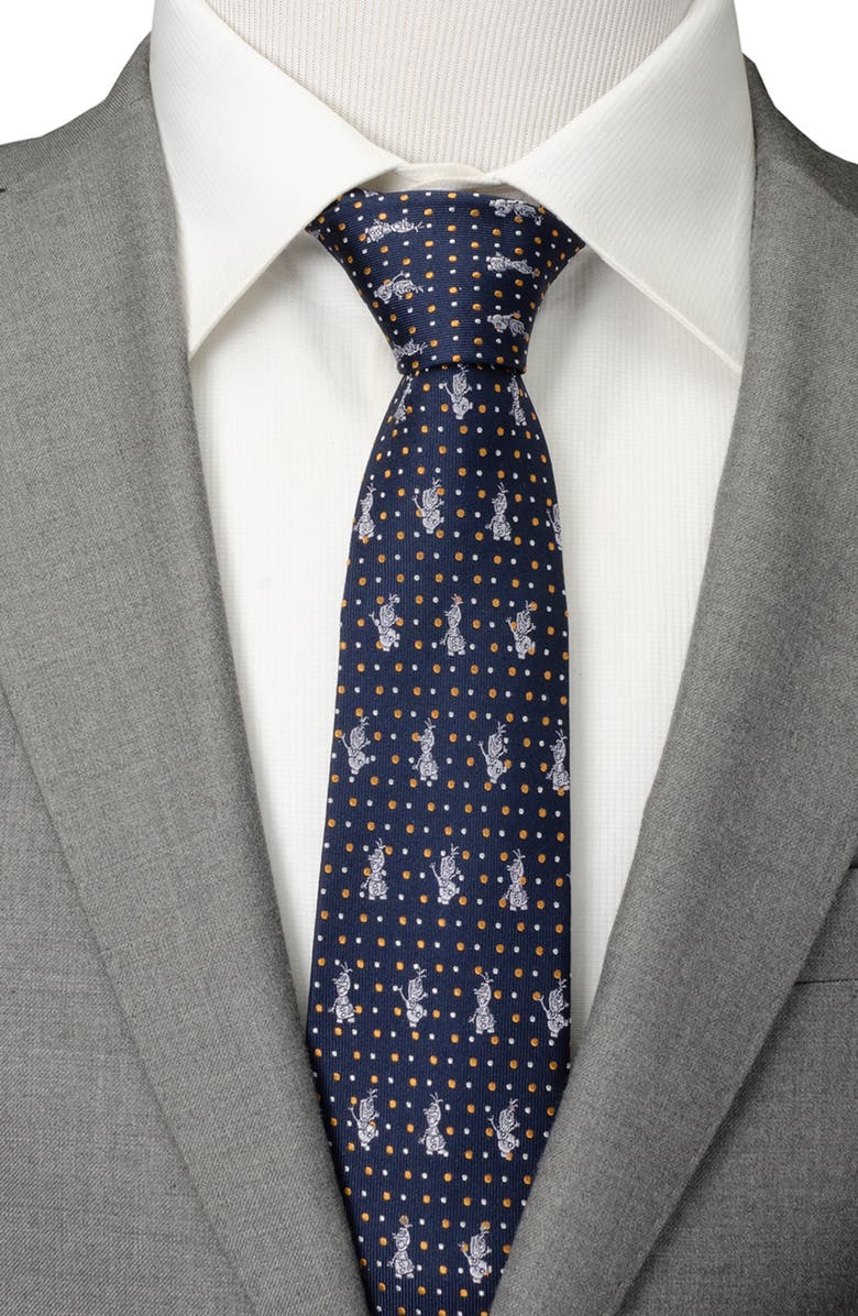 Cufflinks, Inc. x Disney Olaf Dot Silk Tie, Alternate, color,