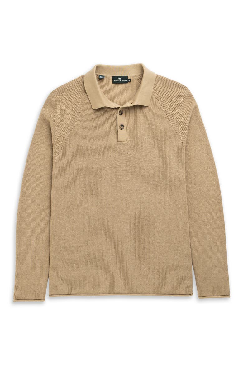 Eastern Bush Long Sleeve Cotton Rib Polo Sweater, Alternate, color, CAMEL