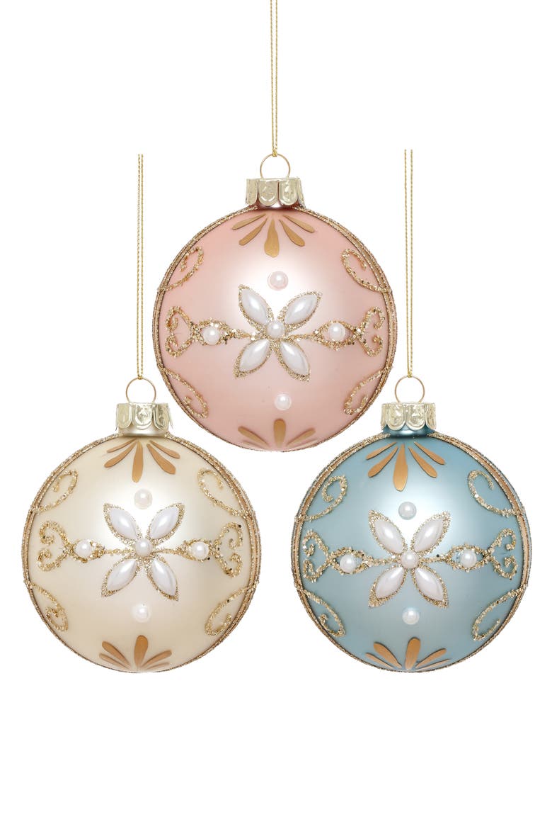 Floral Pearl Ornament, Box of 6, Main, color, Light Pink