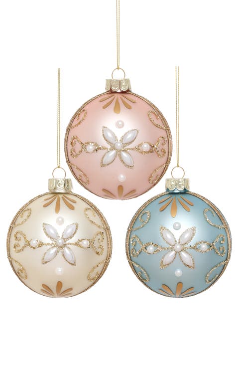 Floral Pearl Ornament, Box of 6