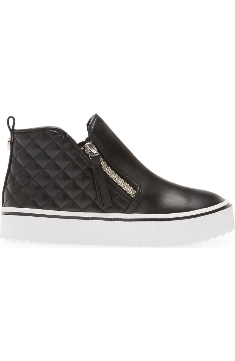 Steve Madden JVicey Quilted Zip Sneaker, Alternate, color, Black