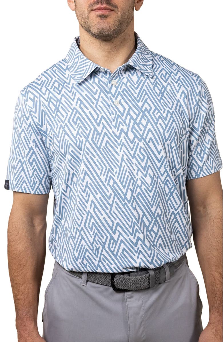 ASHWORTH GOLF Abstract Geo Polo, Alternate, color, Denim