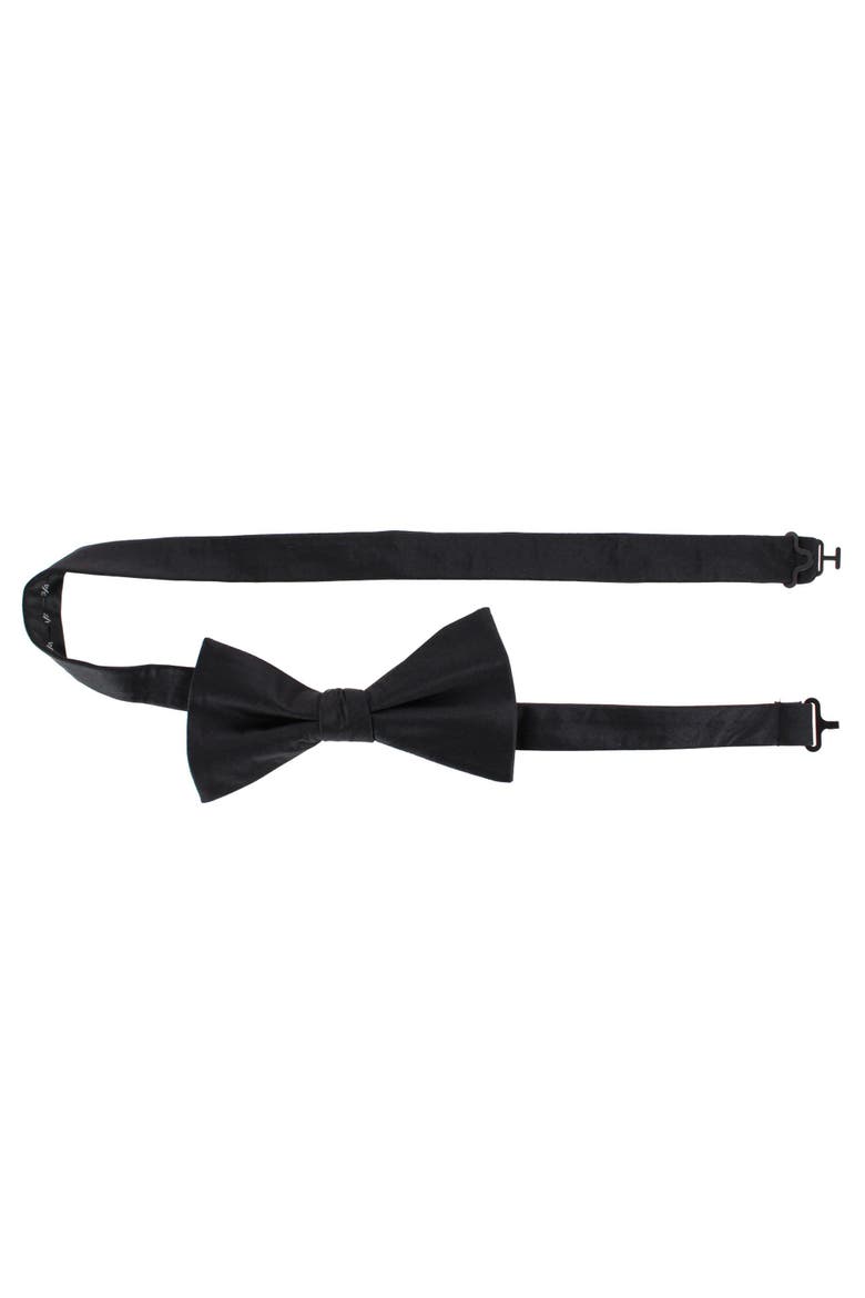 Big & Tall Sutton Solid Color Silk Bow Tie, Alternate, color, Black
